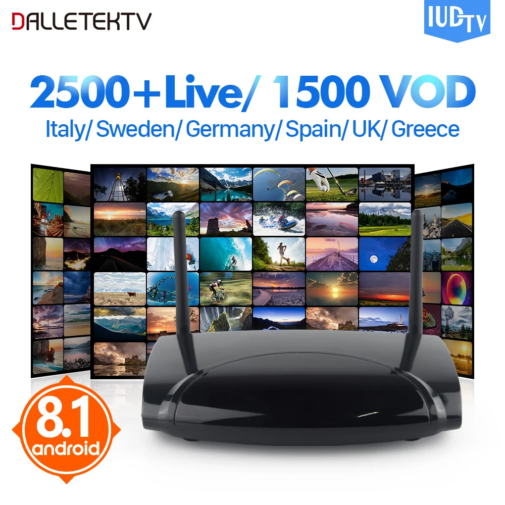 

Best Europe Sweden IPTV Box R2 Android 8.1 TV Box IPTV Spain Arabic Italy 1 Year IUDTV IPTV Subscription Smart Android IP TV Box