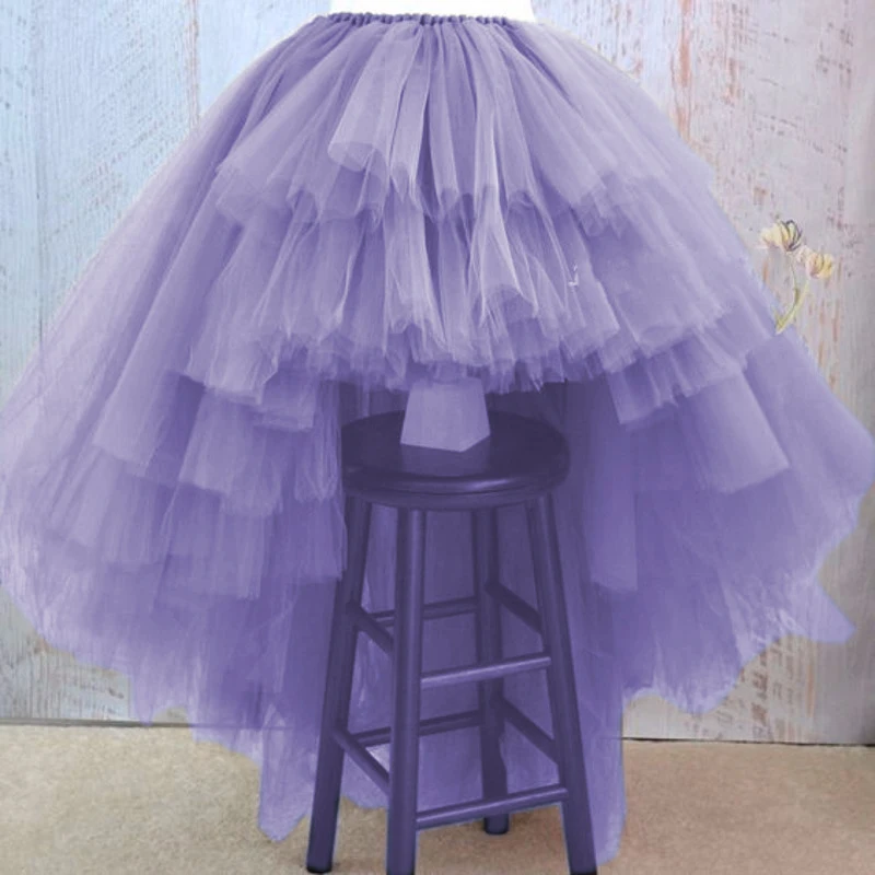 Асимметричная Высокая Низкая многослойная пышная фатиновая юбка для женщин специальный дизайн Длина до пола Длинная женская юбка-пачка на заказ