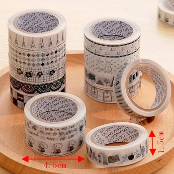 

2 Pcs DIY Decorative Masking Tape Cute Scrapbooking Cartoon Adhesive Tape School Stationery Supplies Random15mm * 10m