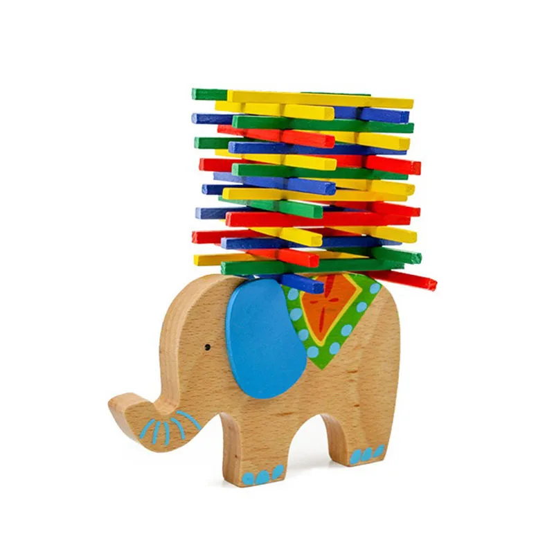 

2019 3D Baby Educational Toys Elephant Balancing beam Wooden Toys Colorful Wood Balance Beam Game Gift For Children Xmas Gifts