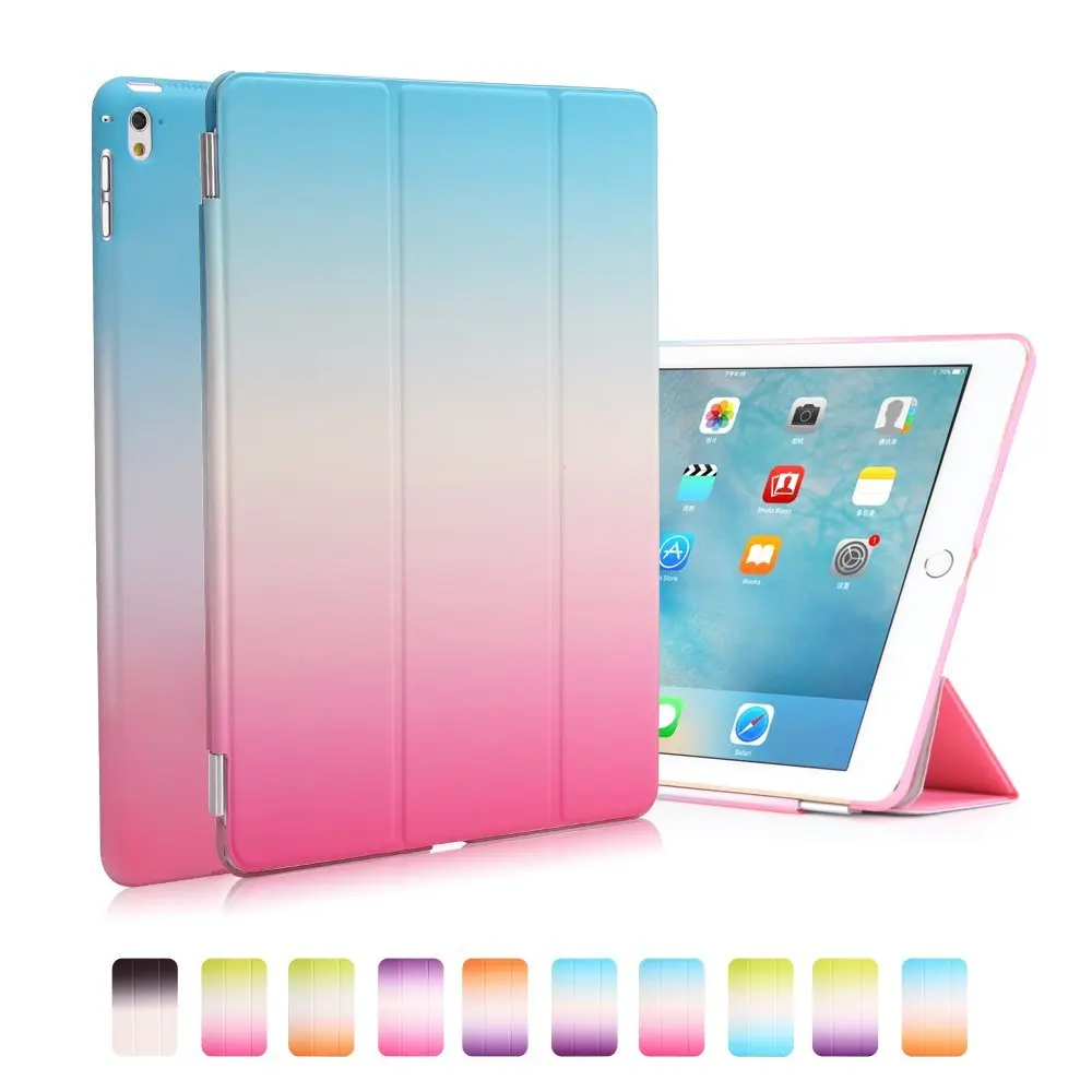 

Rainbow Colorful Case for iPad Pro 10.5 2017 Case PU Leather Smart Cover Flip Stand Tablet for Funda ipad 10.5 Plastic Back Case