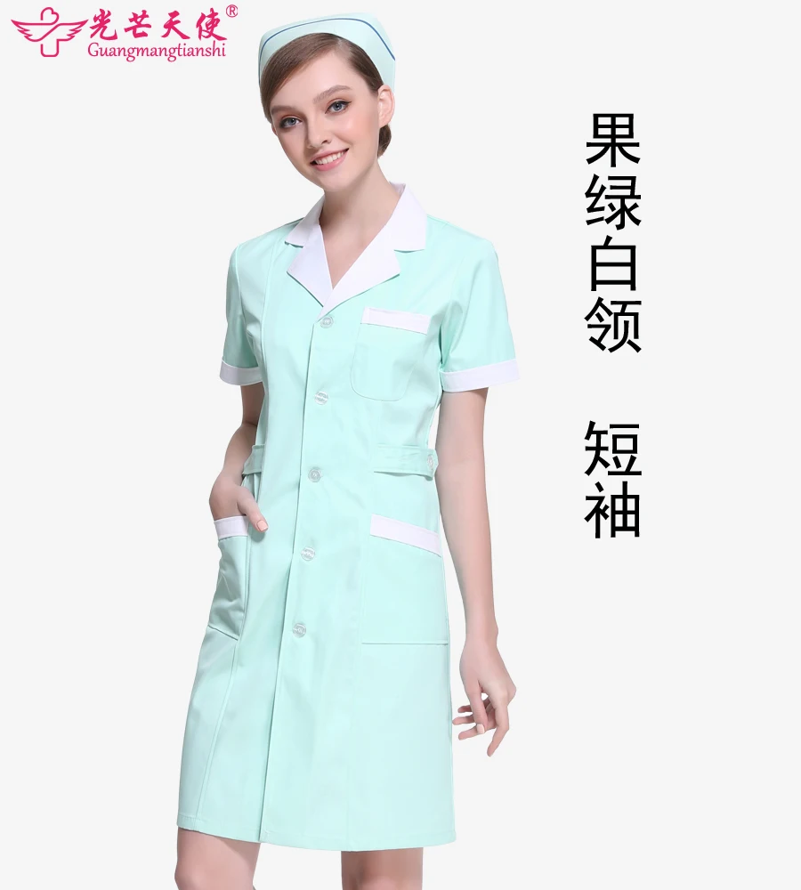 Новые модели стильный и элегантный летний салон красоты униформы с короткими рукавами костюм больничной медсестры белое пальто - Цвет: picture color