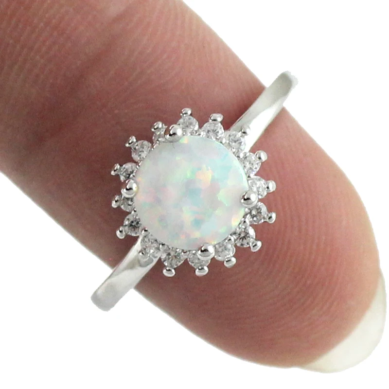 

HAIMIS White Opal Jewelry Opal Ring Wedding Rings For Womem Size 6 7 8 9 OR863