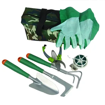 

7PCS Garden Tools Trowel Transplanter Rake Pruning Shears Multifunctional Side Cutter and Gloves with Storage Tools Bag