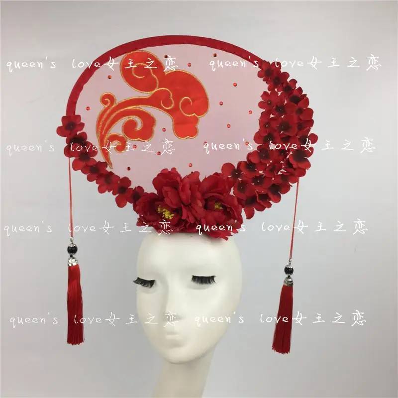 Китайский красный шоу модель ходьба шоу головной убор фото здание моделирование Cheongsam украшение для волос для невесты