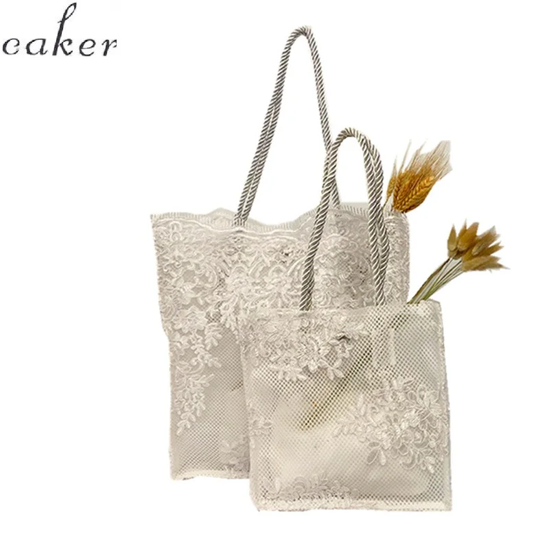 

Caker Brand 2019 Women Large Big Flower Lace Handbags Fashion Hollow Summer Beach Bags Wholesale