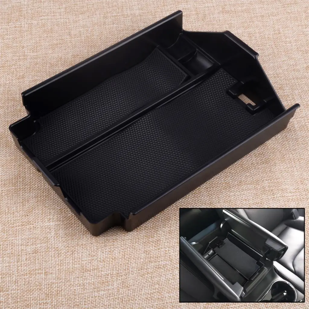

CITALL Car Auto Center Armrest Storage Box Tray Organizer Holder Non-Slip Mats Black ABS Fit For Mazda CX-9 2016 2017 2018