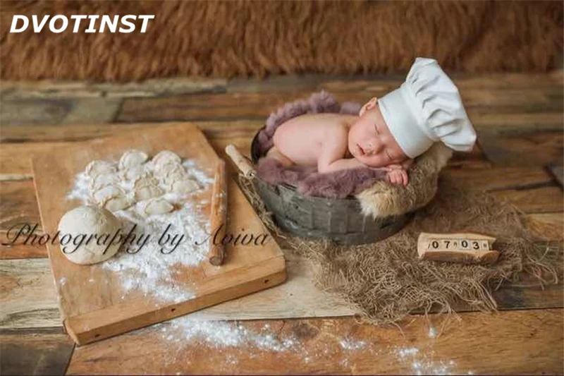 Dvotinst Baby реквизит для фотосъемки новорожденных белая шапка шеф-повара Fotografia аксессуары Infantil для малышей студия съемки фото душ подарок - Цвет: Белый