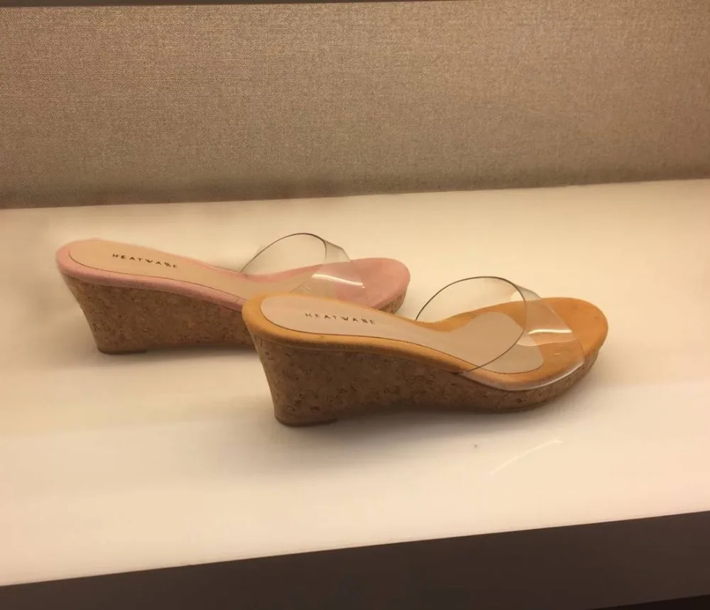 2019 HOT Summer Slippers Women Transparent Sequins Platform