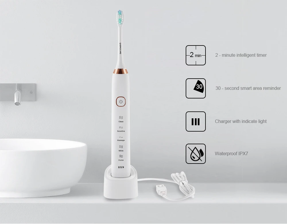 SARMOCARE S100 Sonic Electric Toothbrush Ultimate Cleaning Whitening Advanced Safeguards Oral Health Care Cleaning Tools