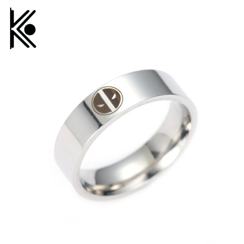 

Hot jewelry avengers ring deadpool Logo Stainless Steel Ring Super hero jewelry Mercenaries symbol Size in 7-13