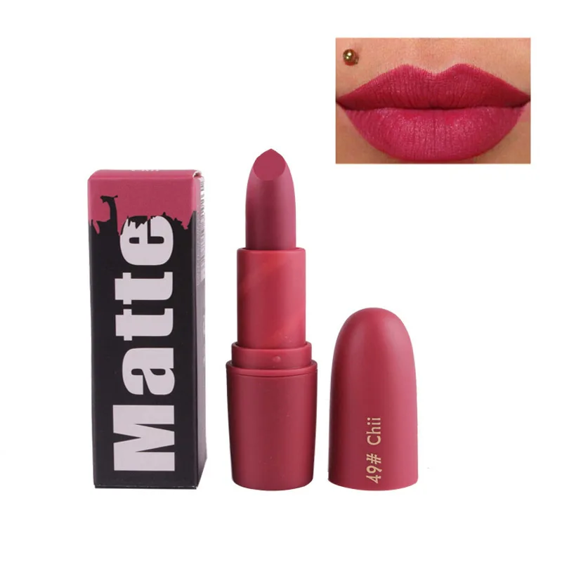 MISS ROSE Lipsticks For Women Sexy Brand Lips Color Cosmetics Waterproof Long Lasting Miss Rose Nude Lipstick Matte Makeup - Цвет: 49