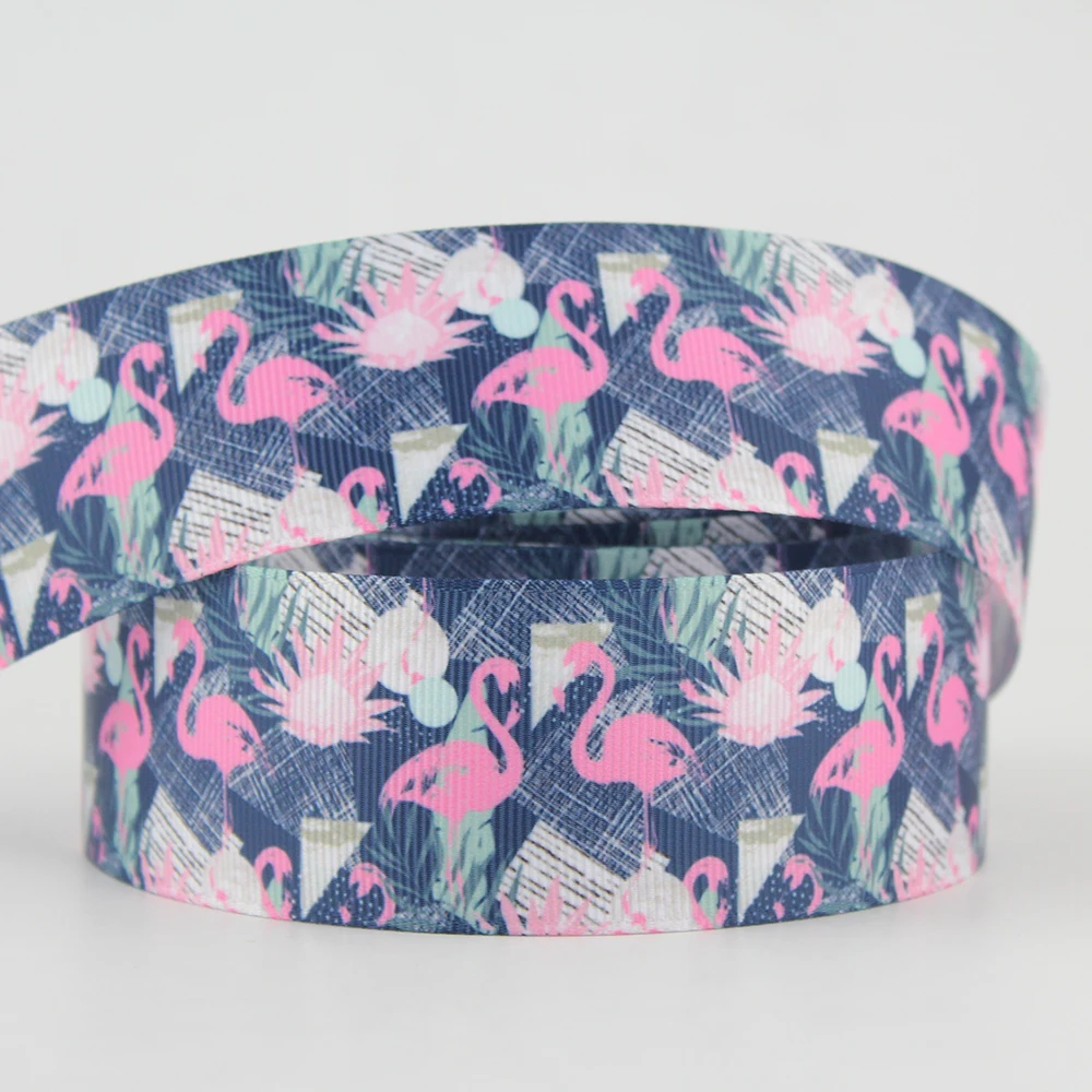 

New arrive flamingo cartoon character printed grosgrain ribbon Clothing accessories hair bow DIY 16mm 22mm 25mm 38mm 57mm 75mm