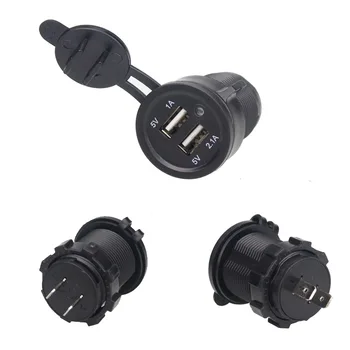 

5PCS X Freeshipping 12-24V Motorcycle Dual USB Socket Charger Power Adapter Outlet Power Mobile Phone Charger with LED CE