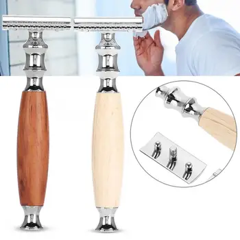 

Razor Classic Men Anti-skid Wood Handle Dual Blade Shaver Vintage Style Manual Razor