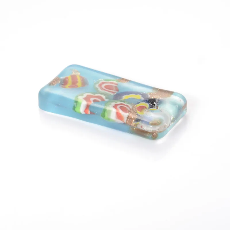 

hot Wholesale 6 Color Lampwork Glass Pendant Necklace Trendy Rectangle Pendants Gold Dust & Silver Foil For Women Free wax cord