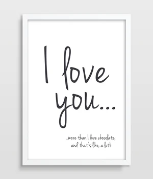 

Print I Love You More Than Chocolate Funny Quote Valentines Day Gift Poster Typography Print Black and White home decor wall art