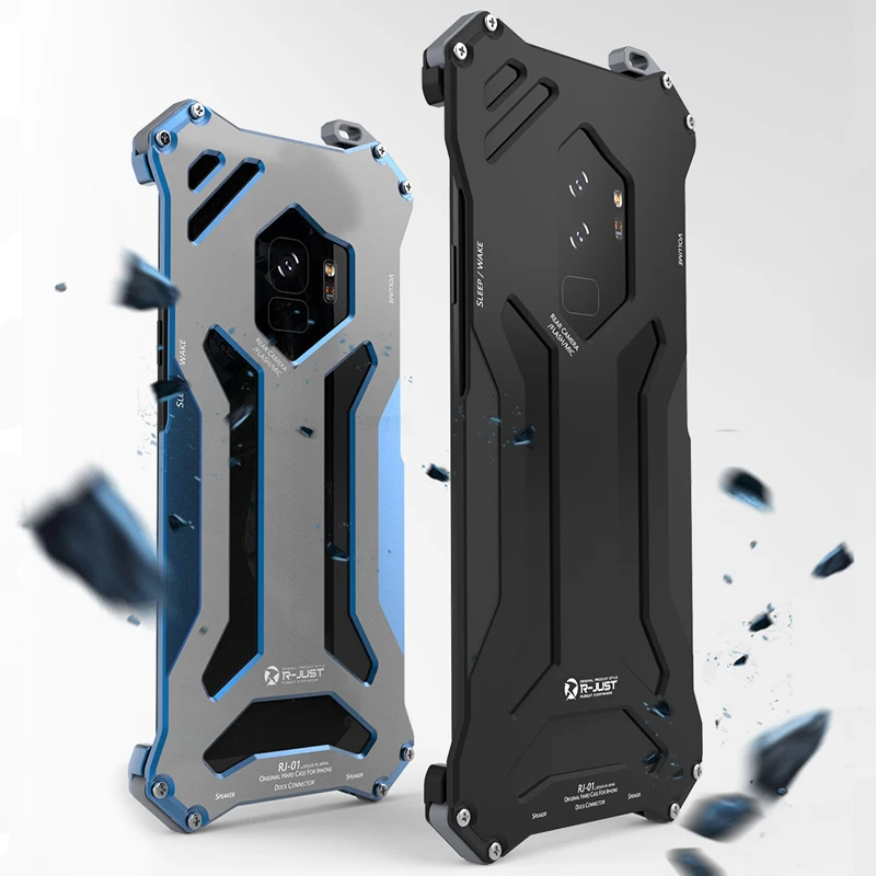 

R-JUST Gundam for Samsung Galaxy S9 Metal Case Mechanical Armor Aluminum Cover High Quality Strong S9 Plus Phone Case