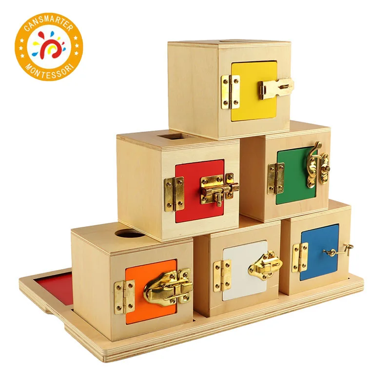  Montessori Materials Lock Box Wooden Toys Sensorial Education Baby Toys