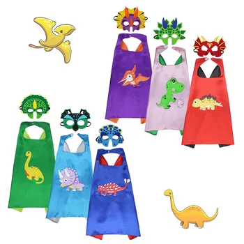 

6PCS/LOT Original Kids Dinosaur Cloak&Mask Set Tyrannosaurus Stegosaurus Triangular Pterosaur Performance Props Play Show Props