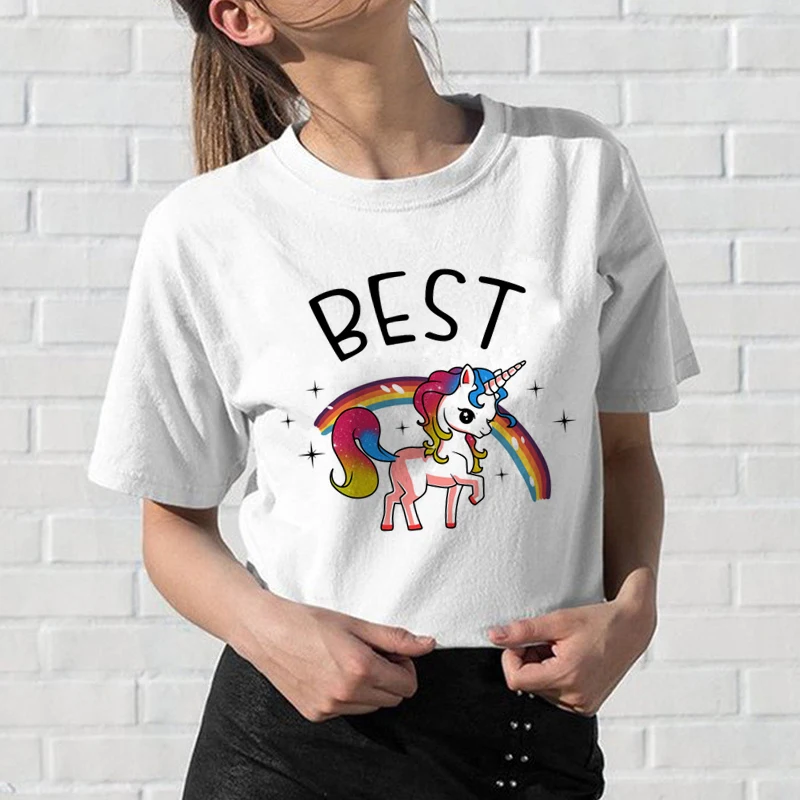 Новейшая женская футболка с надписью "Best Friends" Harajuku Kawaii BFF, футболка 90 s, футболка с графическим рисунком, Забавный модный топ, футболки для женщин