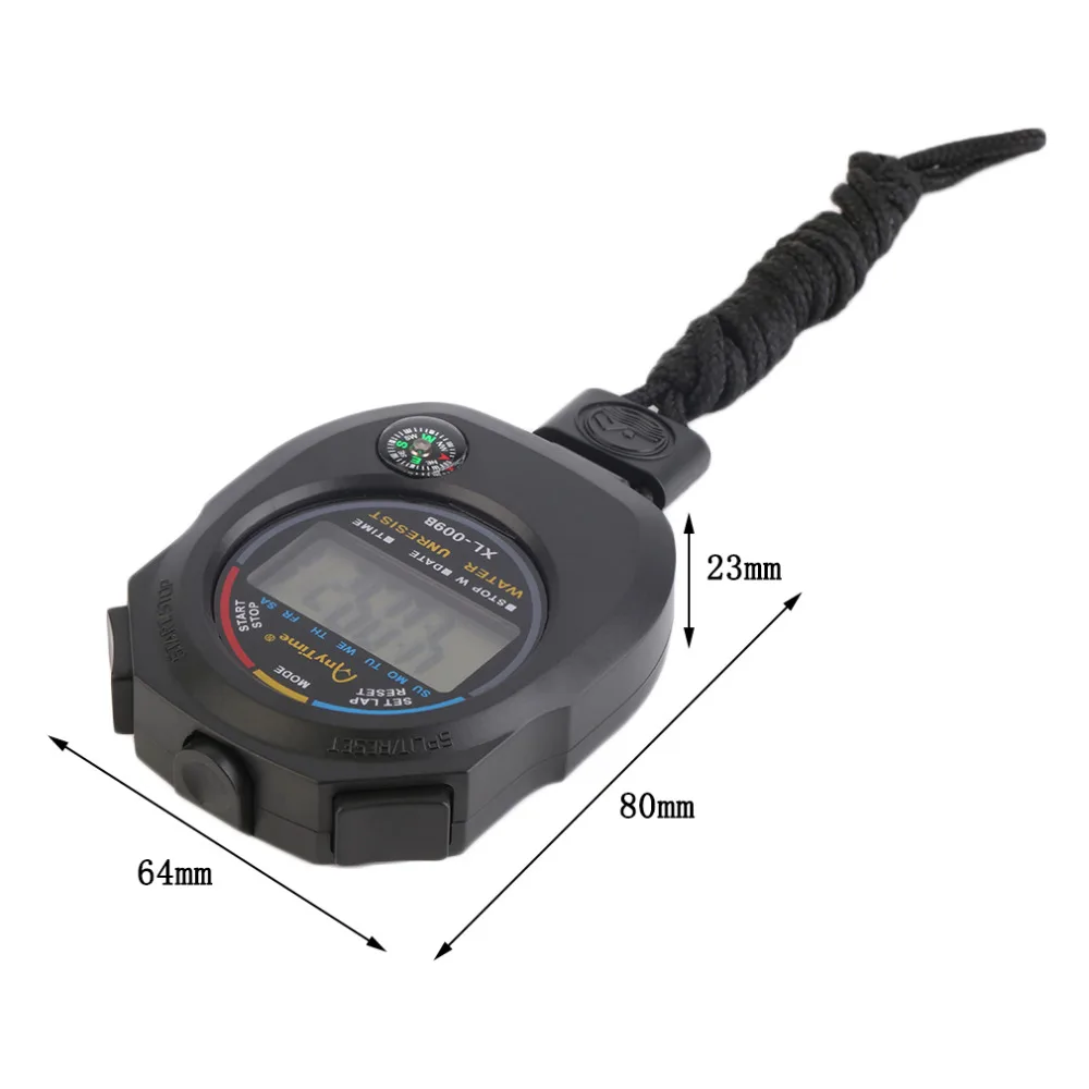 Водонепроницаемый цифровой светодиод встроенный компас хронограф с секундомером Таймер Счетчик спортивной сигнализации приспособление для бега