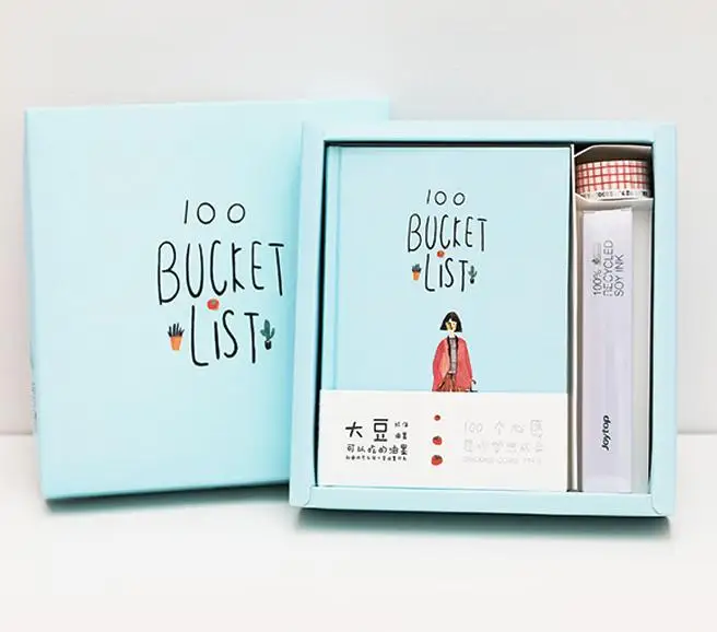 Корейские 100 ведро, чтобы сделать список желаний, Kawaii милый цветок, красочные в коробке, Повседневная Школа планирования, офисные принадлежности, стационарные A5 - Цвет: Light Bule