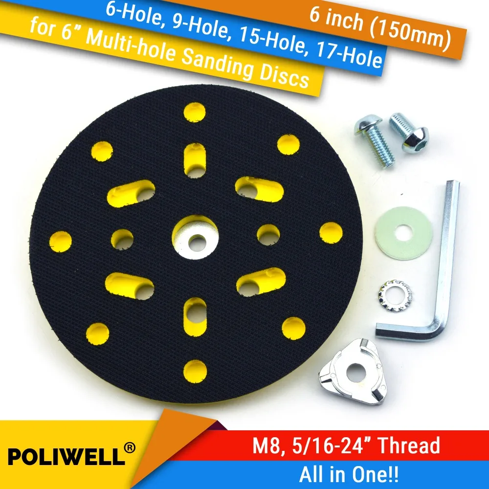 6 дюймов (150 мм) мульти-отверстие все в одной пыли M8 и 5/16-24 "резьба задняя шлифовальная площадка, FESTOOL шлифовальный станок аксессуары