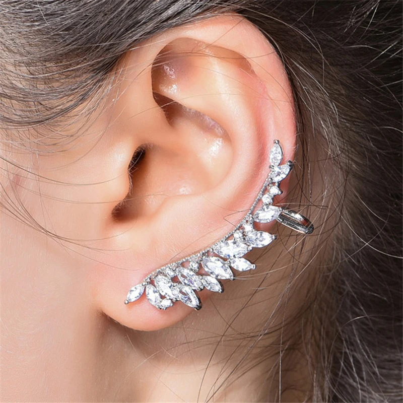 Fashion Wing Ear Cuff Cubic Zirconia Stud Earrings For Women Wedding