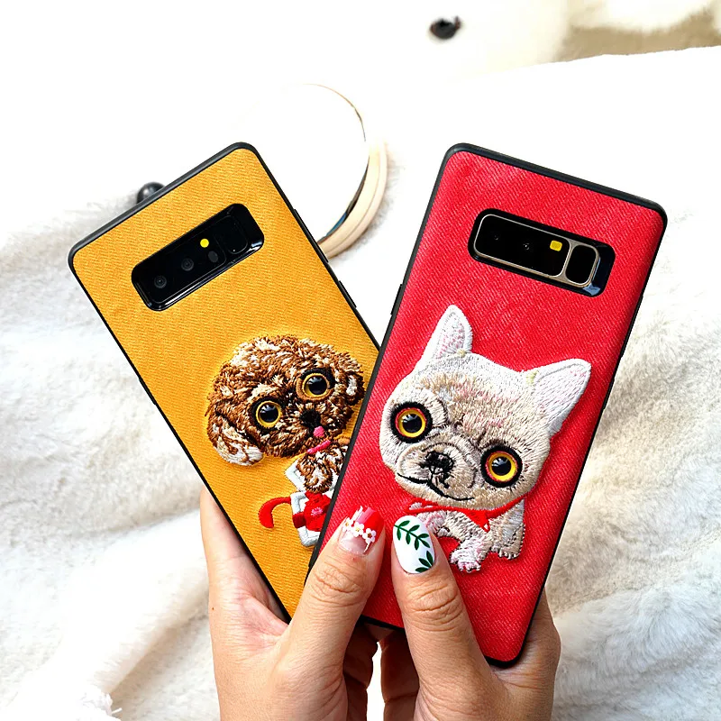 

denim all-inclusive For Samsung Galaxy S7 S8 S9 Edge Plus Case Cute animal embroidery back cover J3 J5 J7 A5 A7 A8 Note 8 case