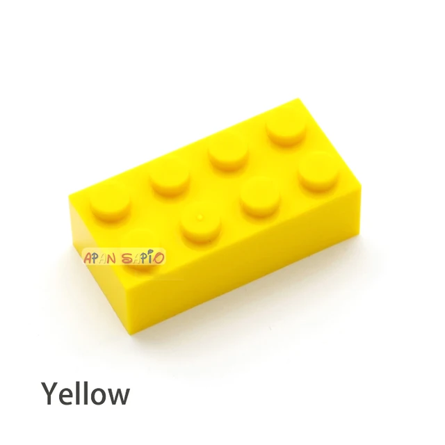 40pcs DIY Building Blocks Thick Figures Bricks 2x4 Dots Educational Creative Size Compatible With 3001 Plastic Toys for Children Yellow 40pcs