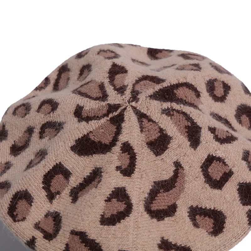 Осенне MS зимние теплые леопардовые ретро модные кепки MS элегантный светильник Французский Берет смешивание шерсти одноцветная плоская шляпа