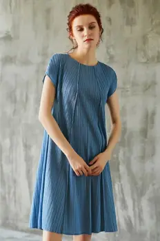 

Miyake Pleated Dress New Summer French Women Loose Tibetan Meat A-line Doll Dress Oufan