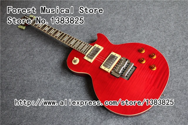 Best price at $185 Cheap Custom Shop Chinese LP Standard Electric Guitar In Red Color Chrome Floyd Rose Tremolo Guitar For Sale