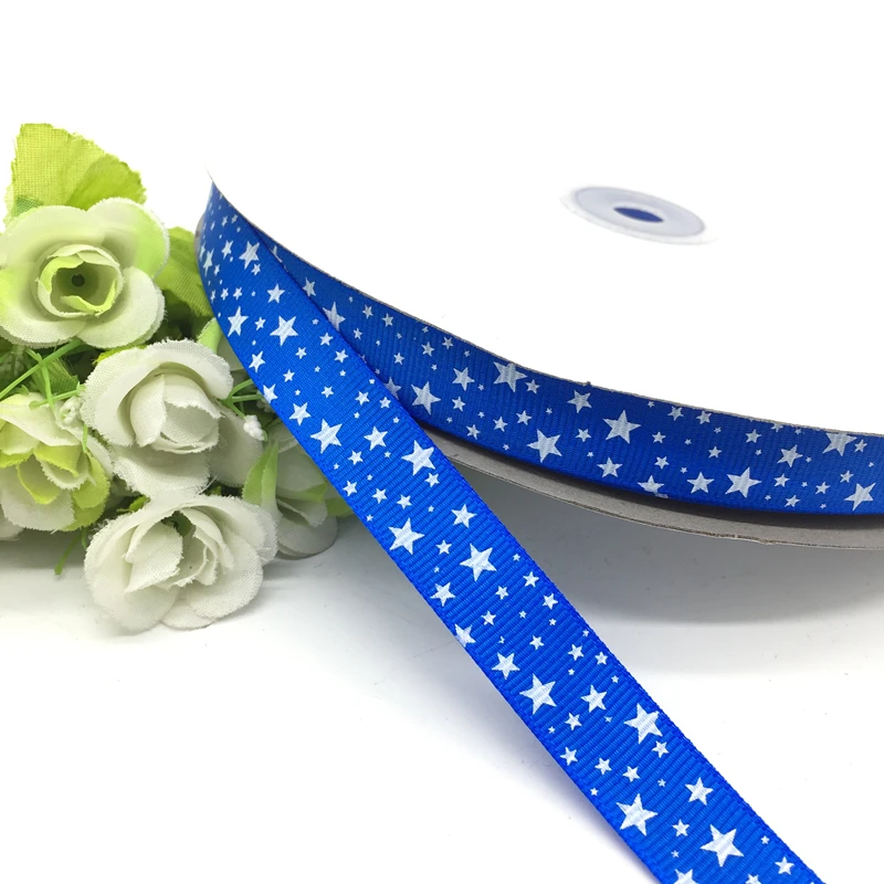 5 ярдов 5/"(15 мм) Ленты для свадебного украшения ленты для свадебного украшения с принтом в виде звезд, ленты для упаковки подарков, банты для волос, рождественские ленты DIY