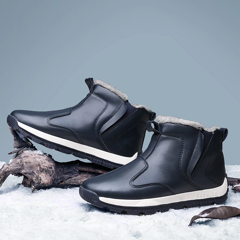 2018 Casual Winter Stiefel Warm Halten Männer Hohe Qualität PU Leder Tragen Wider Sicherheit Schuhe Weiche Atmungsaktive Mode Boot für männlichen