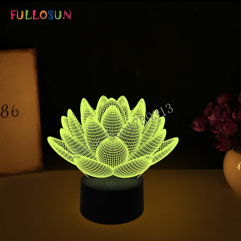 

Free shipping Amazing 3D Night Lights Lotus Flower shape Home Decoration