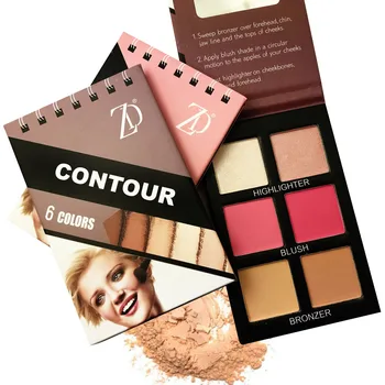 

2019 ZD 3Pcs Face Contour Palette Maquiagem Notebook Design 2 Colors Highlighter 2 Colors Blusher 2 Colors Bronzer Makeup F2122