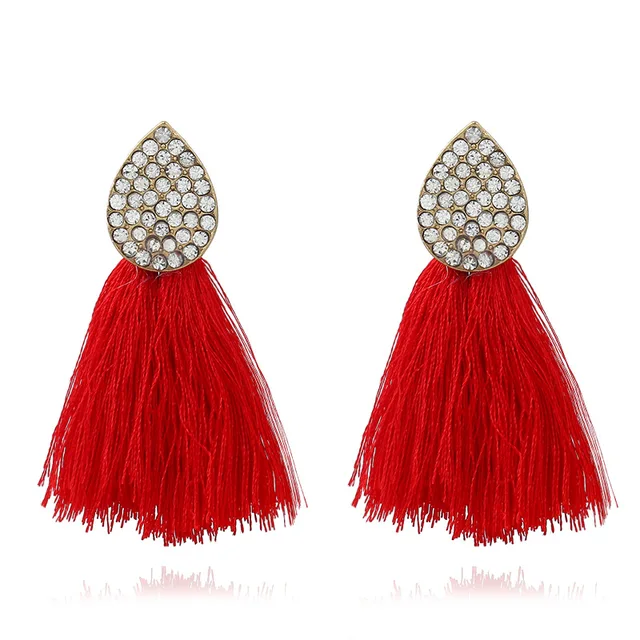 Lzhlq Red Color Boho Ethnic Tel Earrings For Women 2019 Long Lzhlq Red Color Boho Ethnic Tel Earrings For Women 2019 Long Bohemian Female Crystal