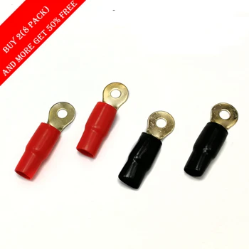 

2 Pair(4pack) Car Audio 0 GA AWG Gauge Wire Gold Plated Crimp Ring Terminals Power Ground Wire Battery Connectors Free shipping