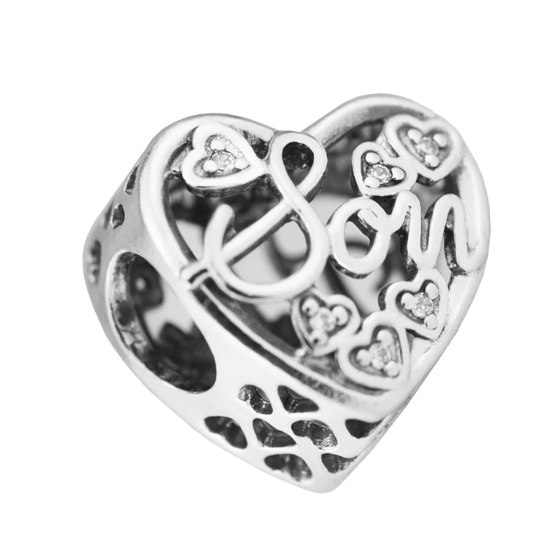 

Mother & Son Bond Heart Bead Fit European Charms Bracelets 925 Sterling-Silver-Jewelry Mother's Day DIY Fine Jewelry Wholesale