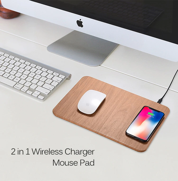 Fimilef QI Wireless Charging Mouse Pad Mat Wood Pattern Phone Wireless Charger for Iphone 8 Plus X for Samsung Galaxy S7 S8 S6 (13)