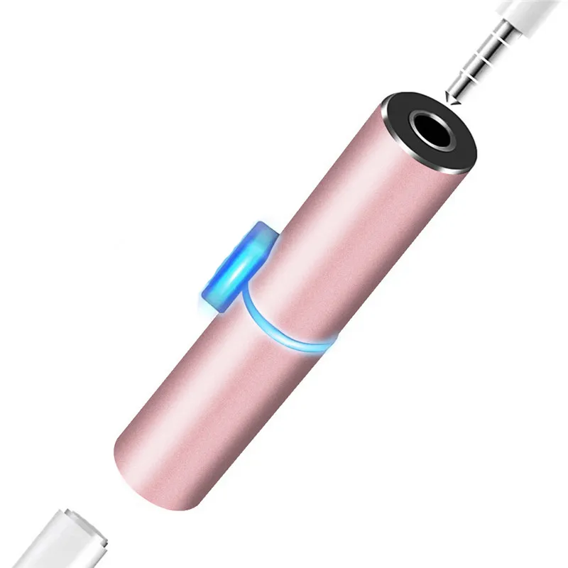 Для Lightning/3,5 мм разъем для наушников аудио Aux кабель адаптер для iPhone 11 Pro Max 7 8 X XR вспышка освещение сплиттер конвертер - Цвет: pink