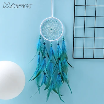 

MIAMOR Blue Feather Dream Catcher Wind Chimes Nursery School Kids Room Decoration Wedding & Home Wall Decor Accessories AM002