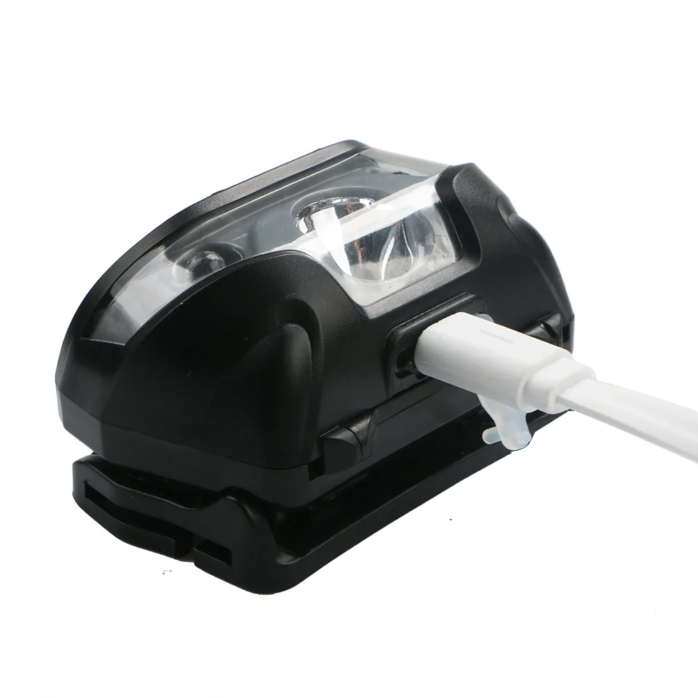Портативный мини-налобный светильник, перезаряжаемый через USB светодиодный налобный фонарь, датчик движения тела, светодиодный светильник-вспышка, налобный светильник, лампа для охоты на открытом воздухе, 300 м