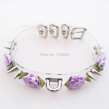 

Kawaii Harajuku 100% Handmade Punk Goth Emo Flower Double Spikes Clear Choker Collar Necklace