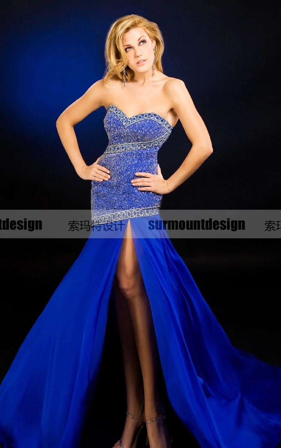 Beautiful Sweetheart Heavy Beaded High Slit Floor-length Evening Dress | Свадьбы и торжества