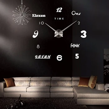 

Acrylic 3D Wall Clock English Letters Mirror Stickers Mute Big Digital Number Large Clock for Living Room Hanging Wall Clocks