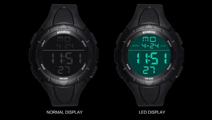 Black Swimming Military Shock Rubber Wristwatches BOAMIGO Brand Men Sport Watches Man Fashion Casual Digital LED Watch for Gift  (8)