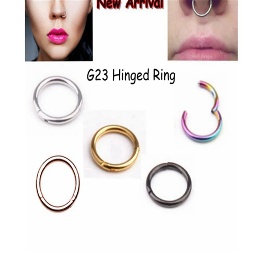 

1PC Steel Tiny Nostril Segment Septo Nose Rings Captive Ear Nose Hoop Piercings Clip on Helix Rings Body Jewelry 4 Color30JUL16
